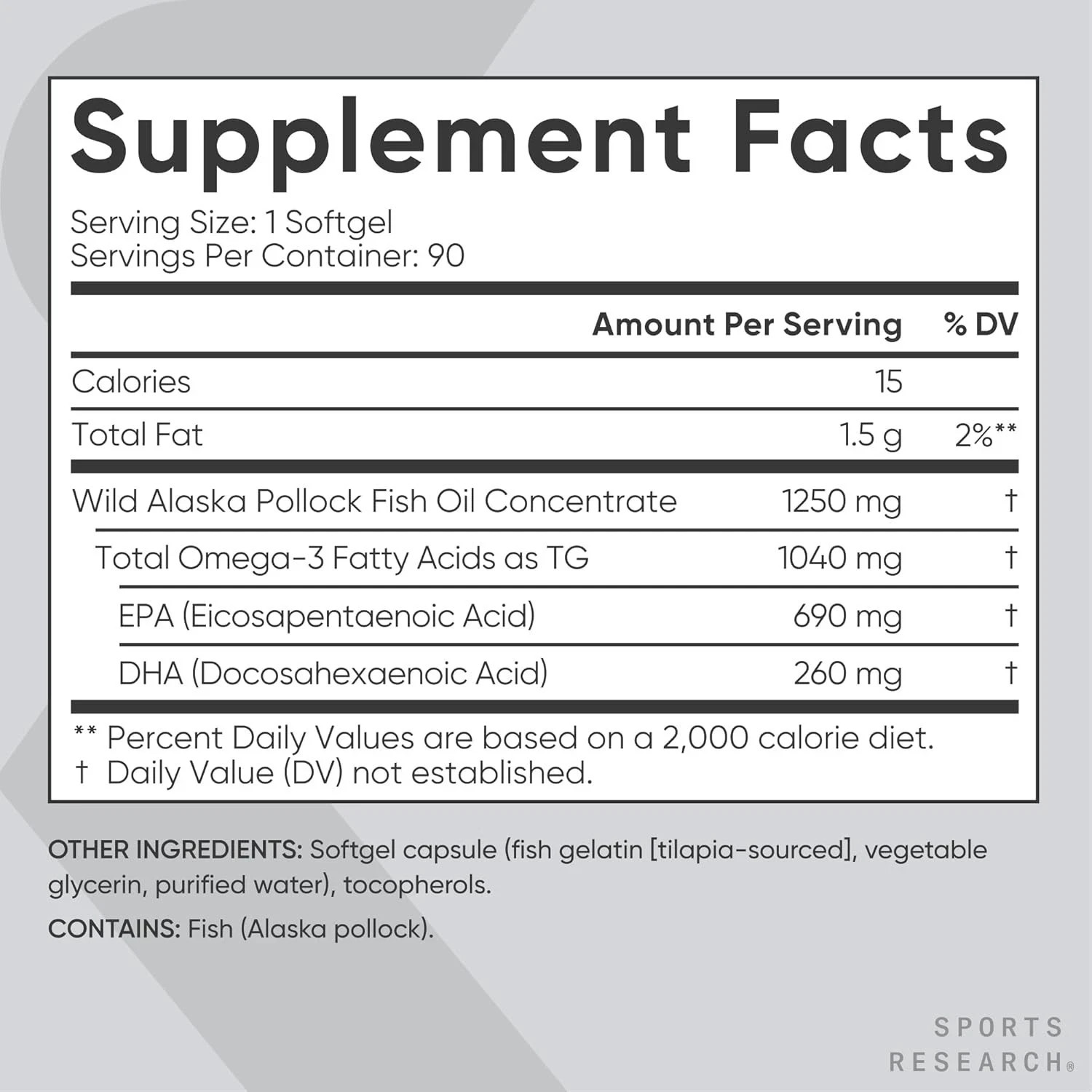 Triple Strength Omega 3 Fish Oil Burpless Supplement EPA DHA Fatty Acids 90 ct