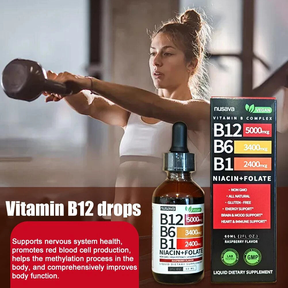 1-5 Liquid Vitamin B12 and B6 bottles Drops, B12 Sublingual Vitamin B Complex