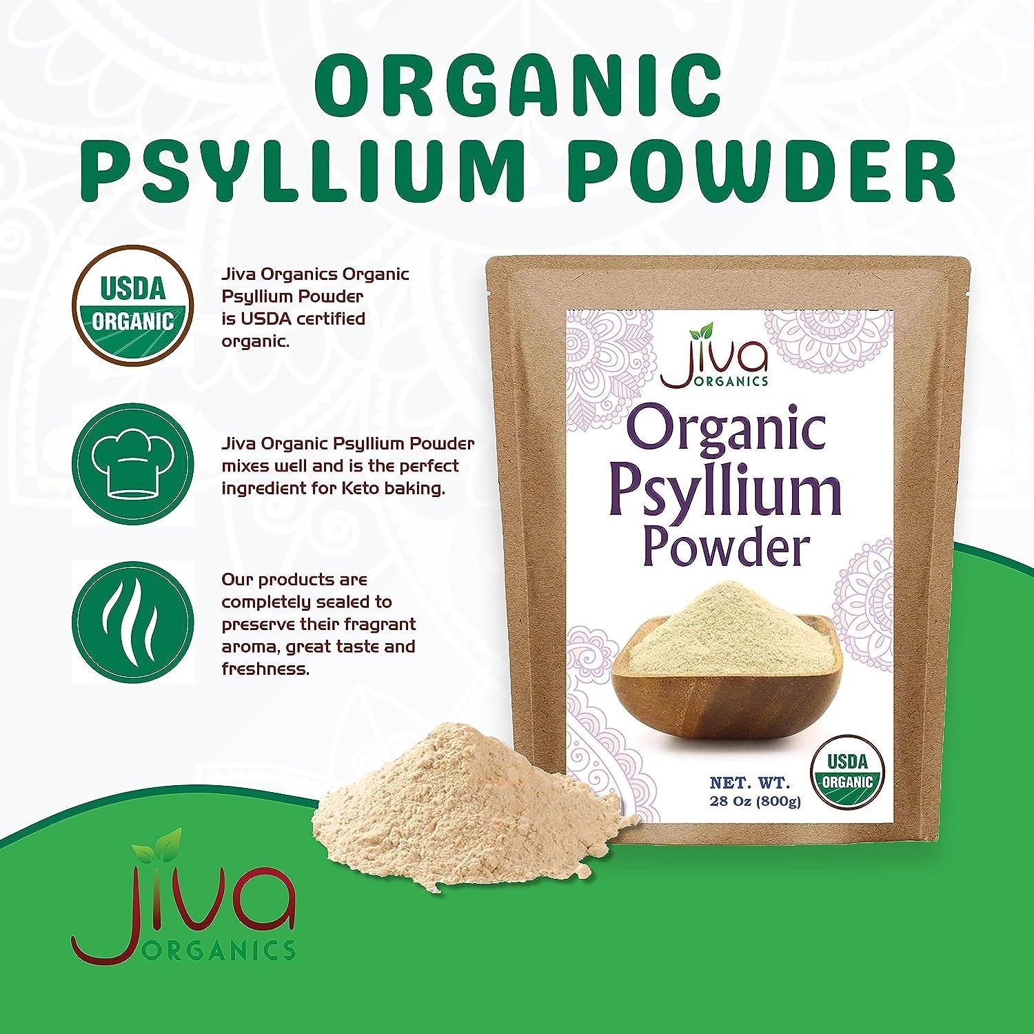 Psyllium Husk Powder 1.75 LB Bulk Bag – Easy Mixing Fiber, Unflavored, Fine Grou