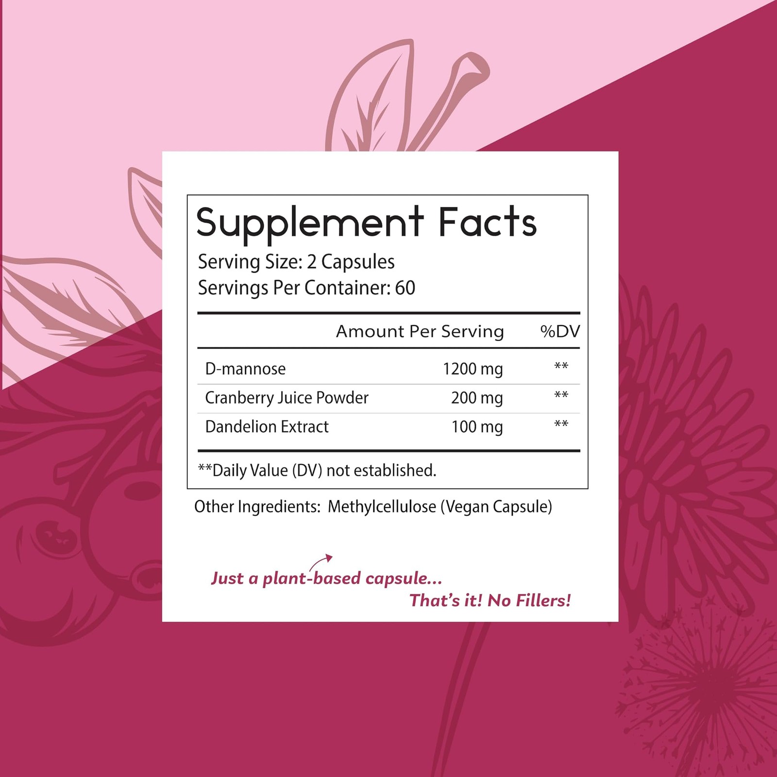 Toms Remedies D-mannose 1200mg – Urinary Tract Flush -Cranberry & Dandelion |…