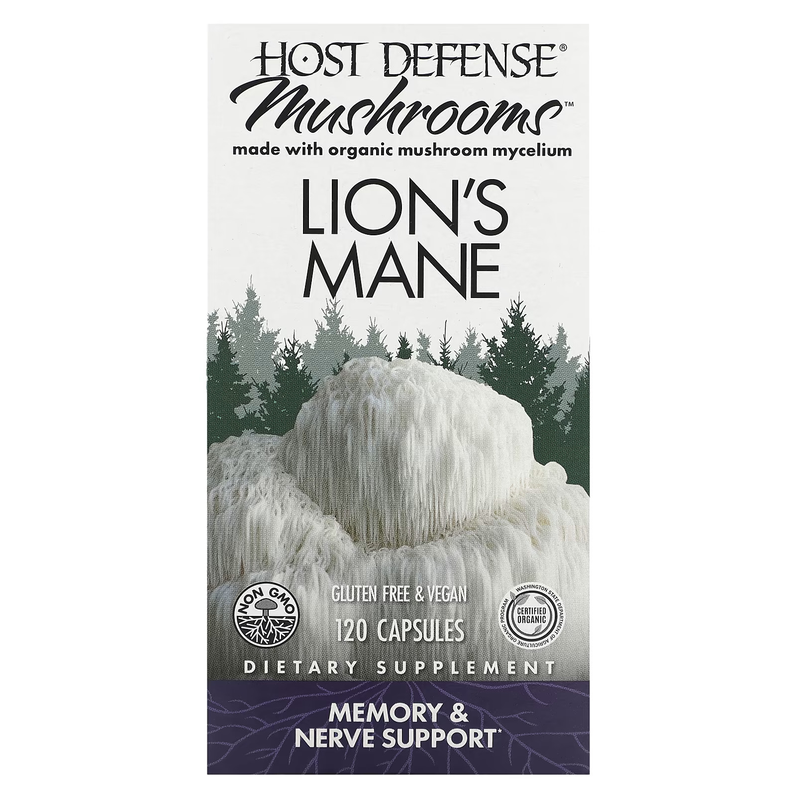 2 X Host Defense, Mushrooms�, Lions Mane, 120 Capsules (0.5 g per Capsule)