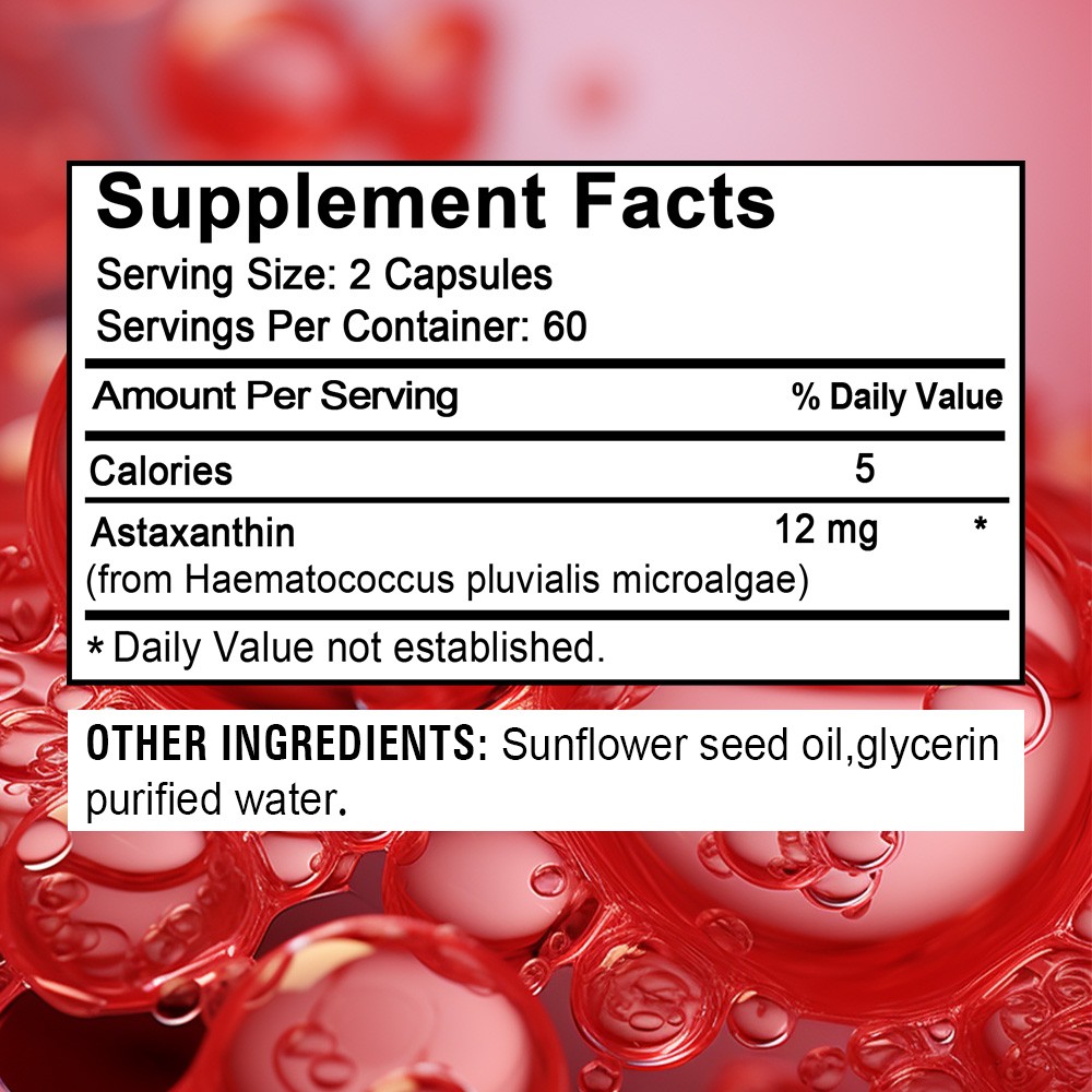 Triple Strength Astaxanthin 12mg from microalgae – 30/60/120 capsules