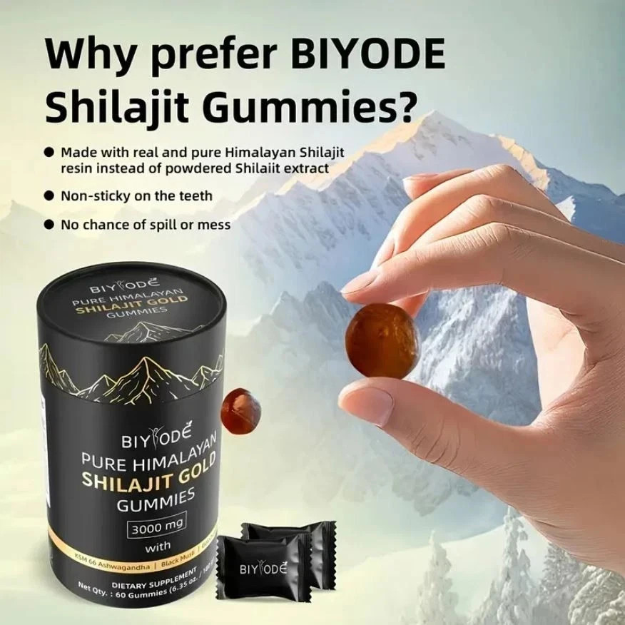 Pure Himalayan Shilajit Gold Gummies 3000mg With Ashwagandha Gokshura