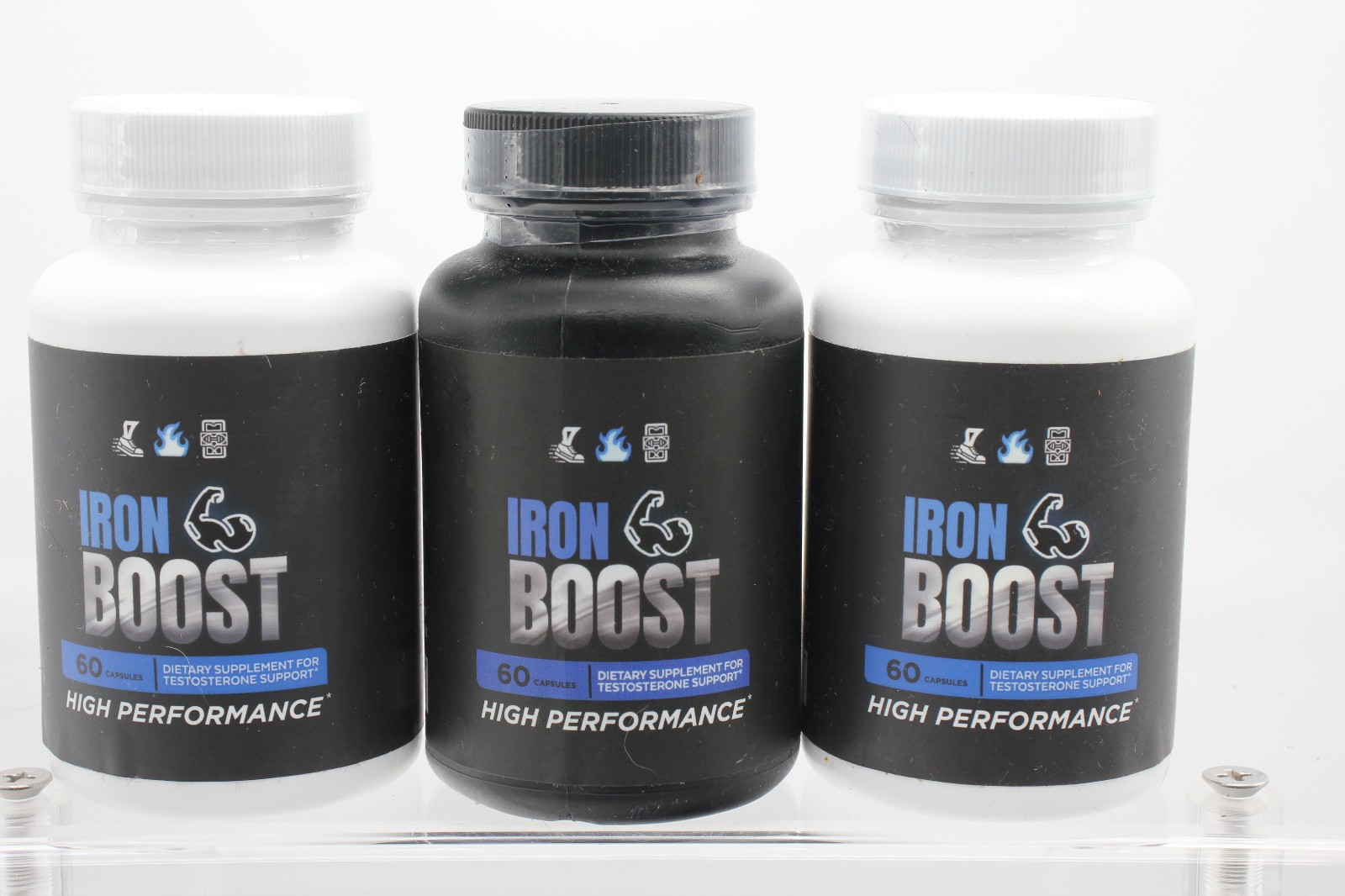 Iron Boost 3 PC Male Testosterone Support Mens Supplement; 180 Capsules (60X3)