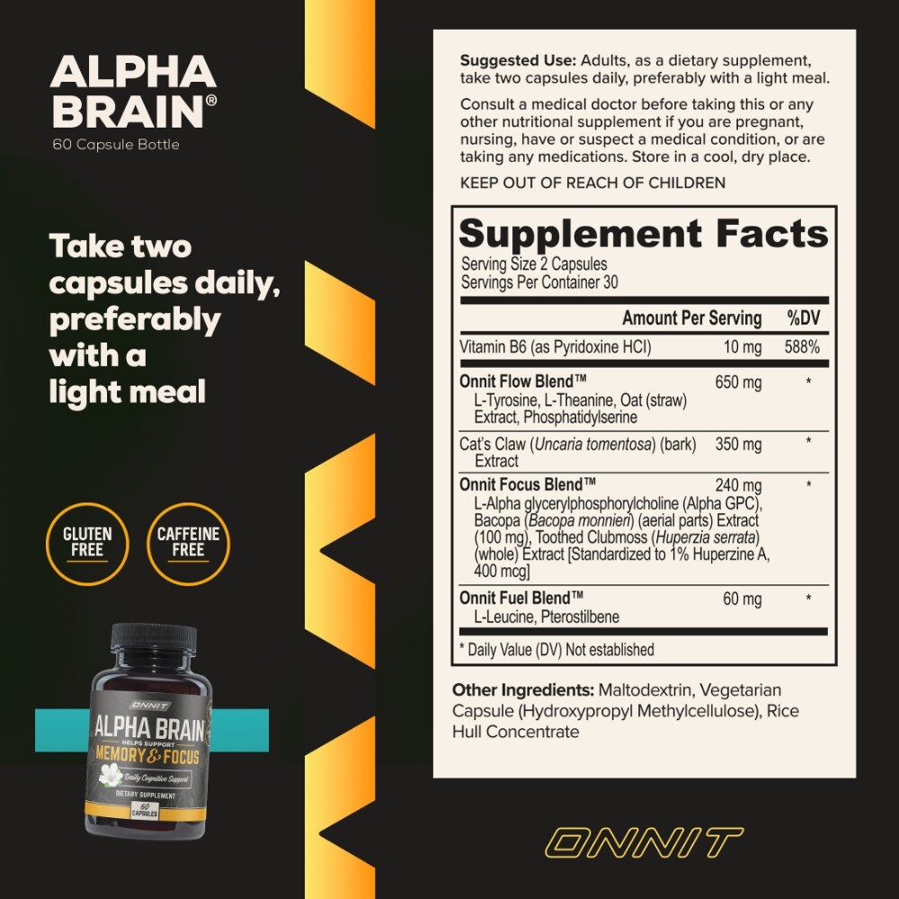Alpha BRAIN Nootropic Brain Health, Memory and Focus Support, 60 Ct