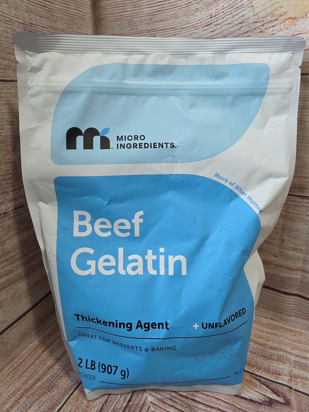 Micro Ingredients Beef Gelatin Powder, Unflavored, 2 lb (907 g) Exp 3/2029