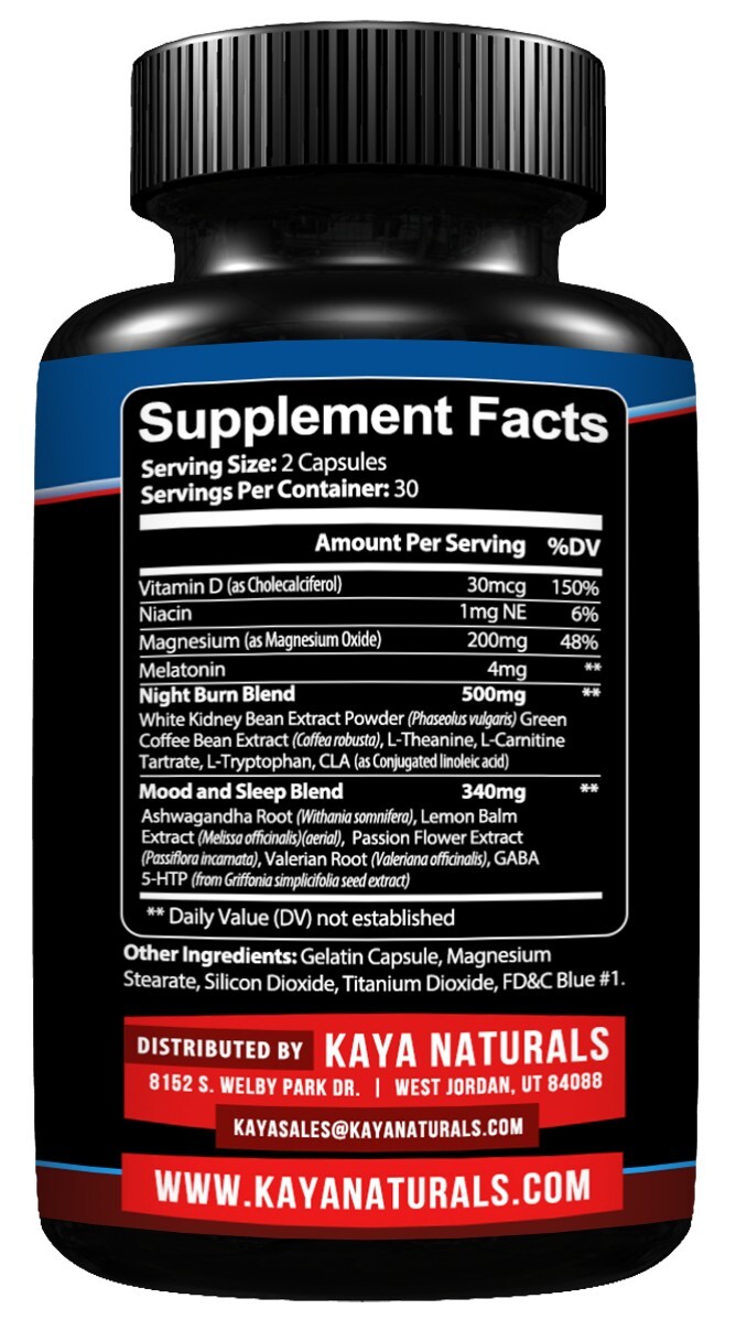 Night Time Fat Burn Supplement 60ct, Metabolism Support, Healthy Weight Loss