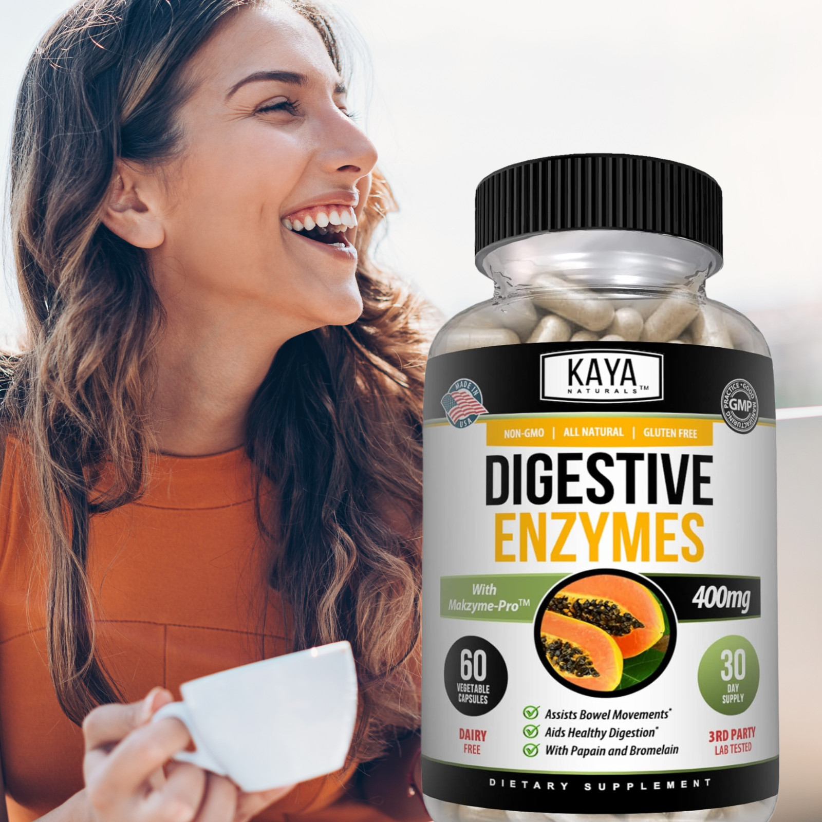 Digestive Enzymes w/ Prebiotic & Probiotics, Gas, Constipation & Bloating Relief