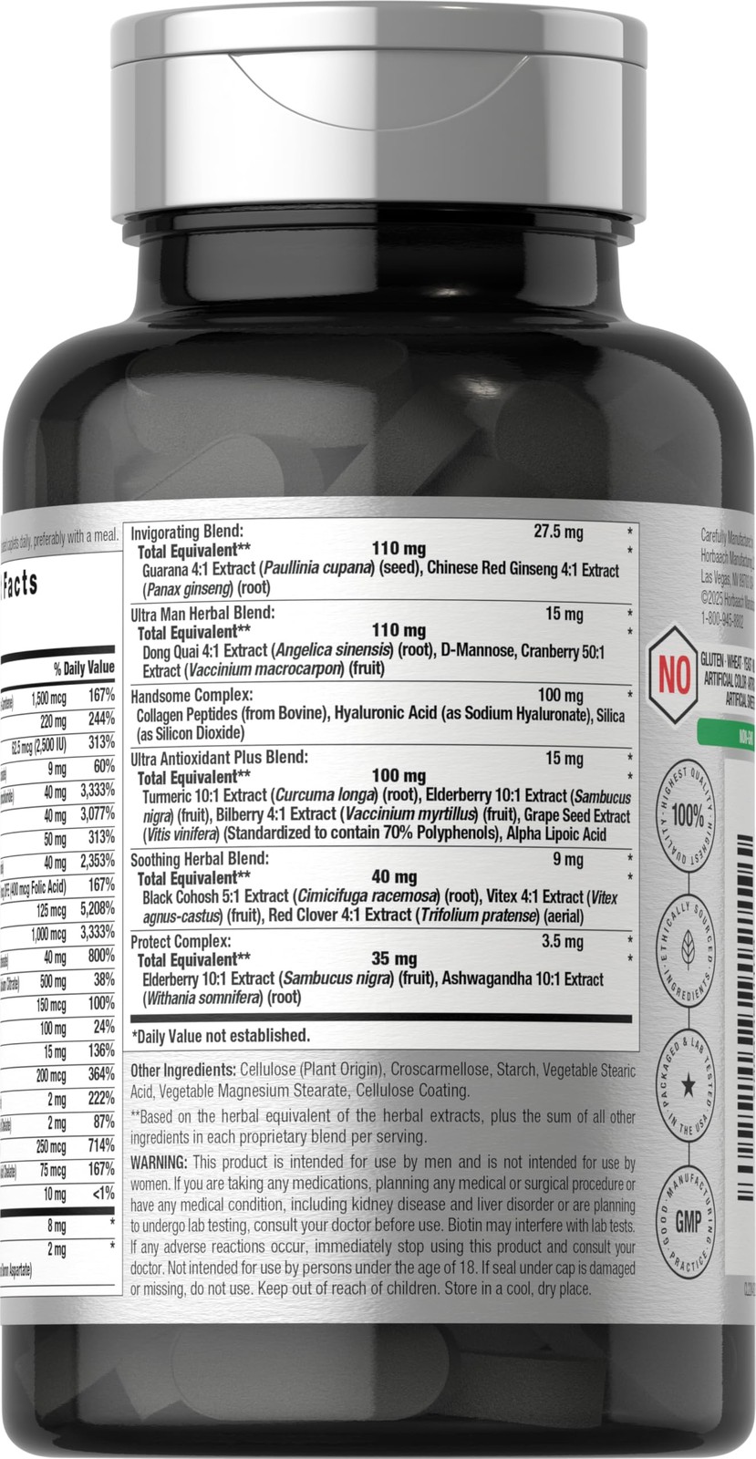 Horbäach Mens Multivitamins 50 Plus | 60 Caplets | with 60 Count (Pack of 1)
