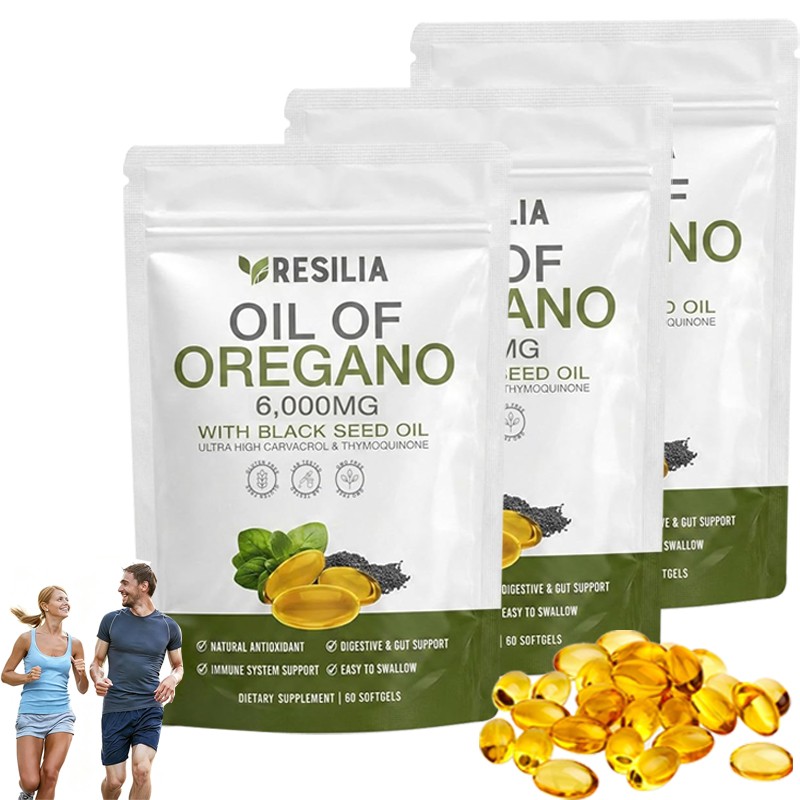 3X Resilia Oil of Oregano 6000mg with Black Seed Oil Softgels – 60 Capsules