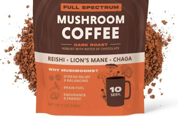 Shroomology™ Full Spectrum Mushroom Coffee Dark Roast 5 Oz Non GMO, Vegan & GF