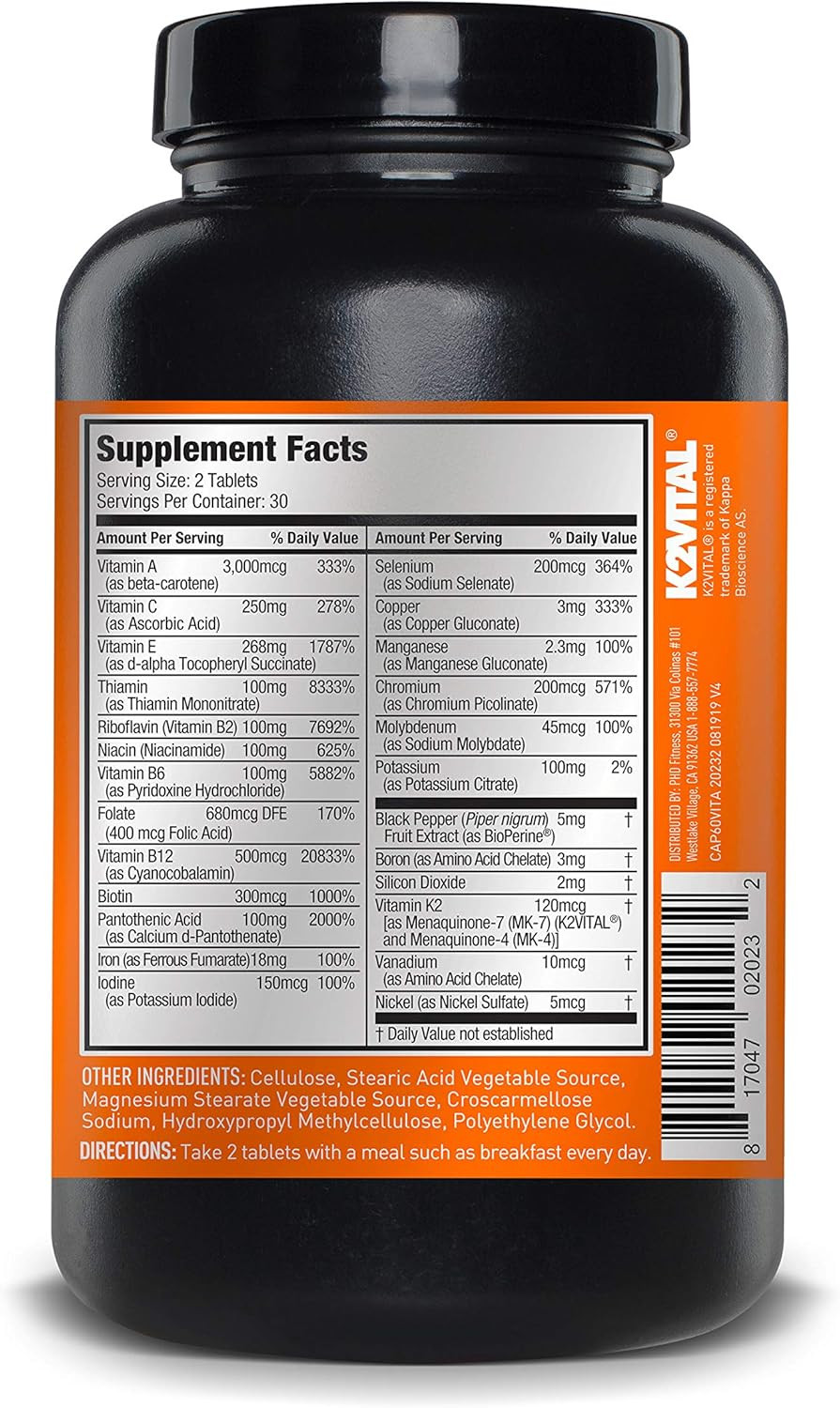 Vita JYM Sports Multivitamin & Mineral Support, Vitamin A, C, B6, B12, E, K, Bor