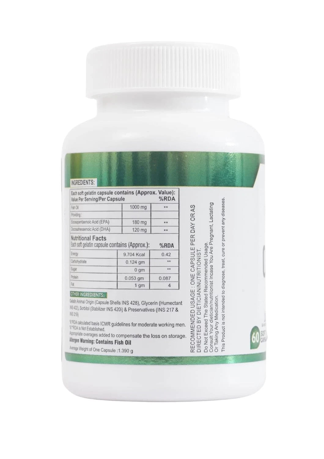 Nveda Omega-3 Fish Oil (60 Softgels) Healthy Hearts, Joints & Brain