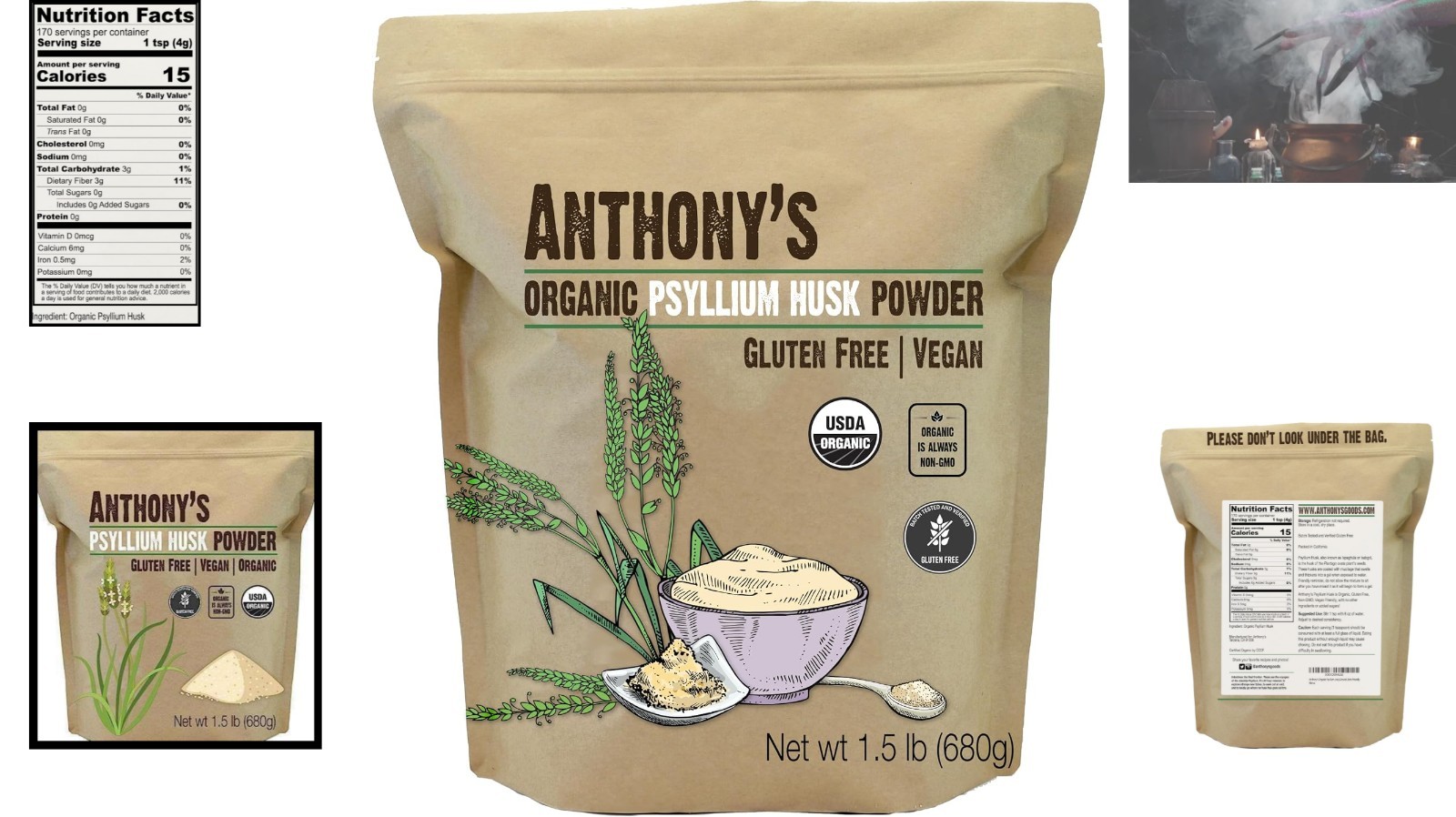 USDA Organic Psyllium Husk Powder 1.5 lb – Gluten Free, Digestive Support