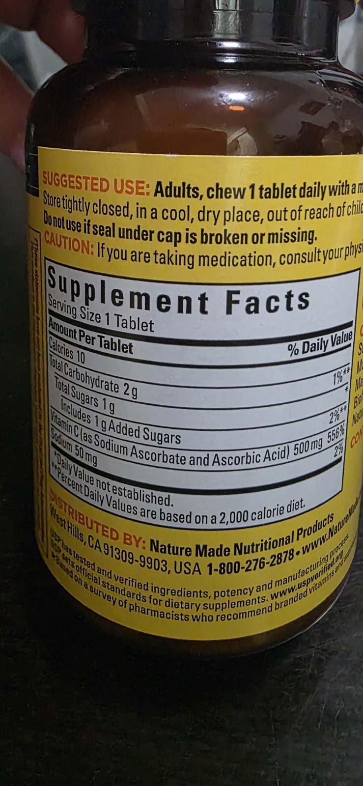 Nature Made Chewable Vitamin C 500mg Orange Flavor 60 Tablets Immune Support