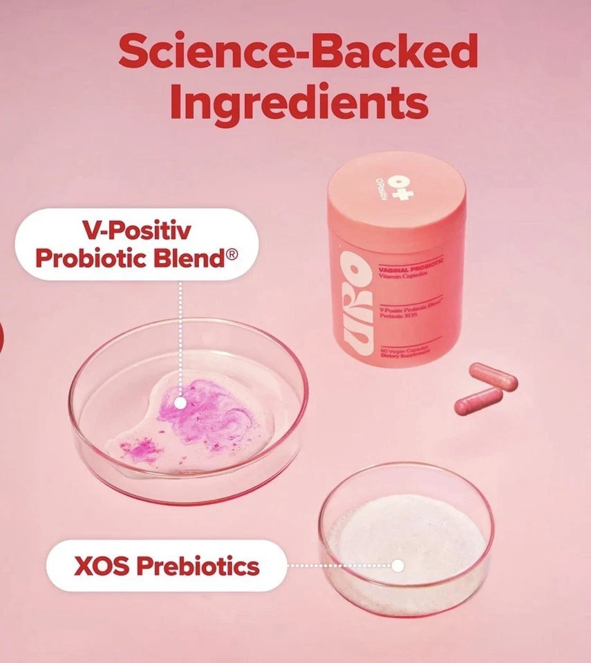 URO O Positiv Vaginal Probiotics for Women pH Balance w/ Prebiotic New