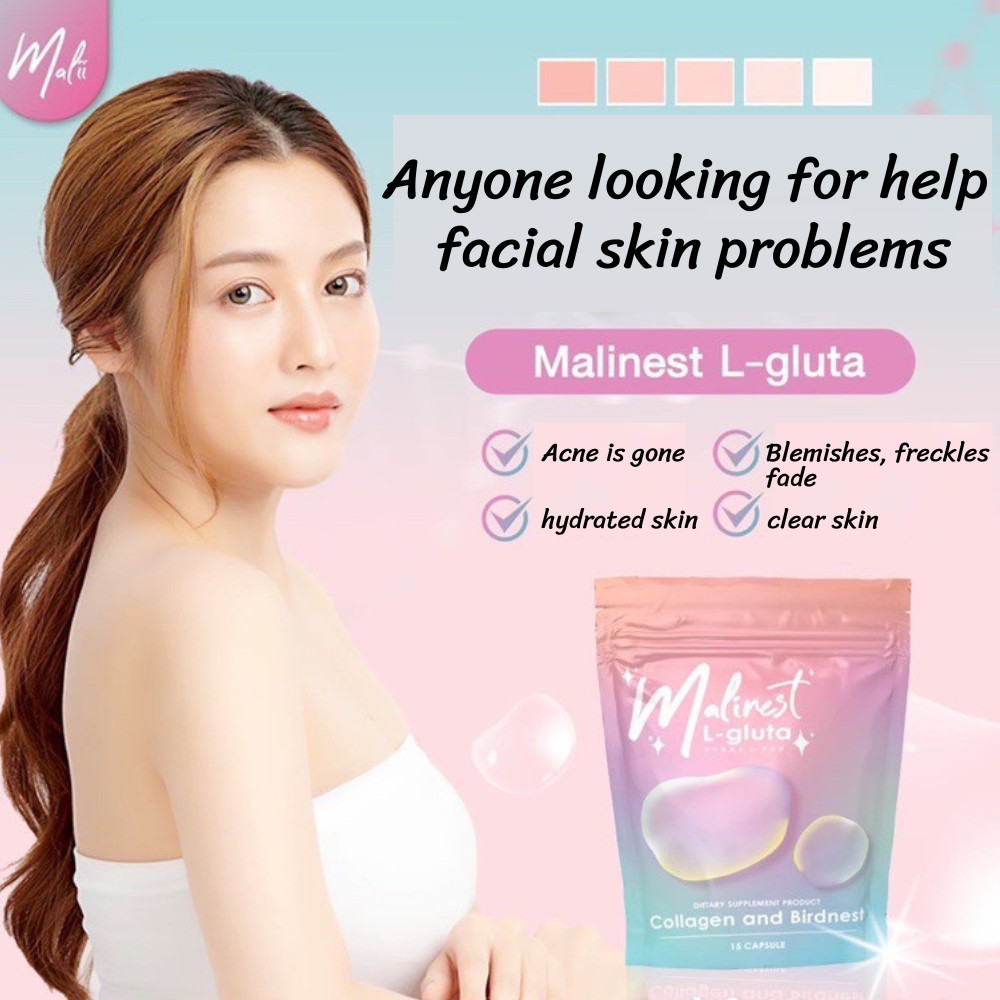 Malinest Gluta, 1 bag 15 tablets 25 grams X 3 bags natural collagen from oranges