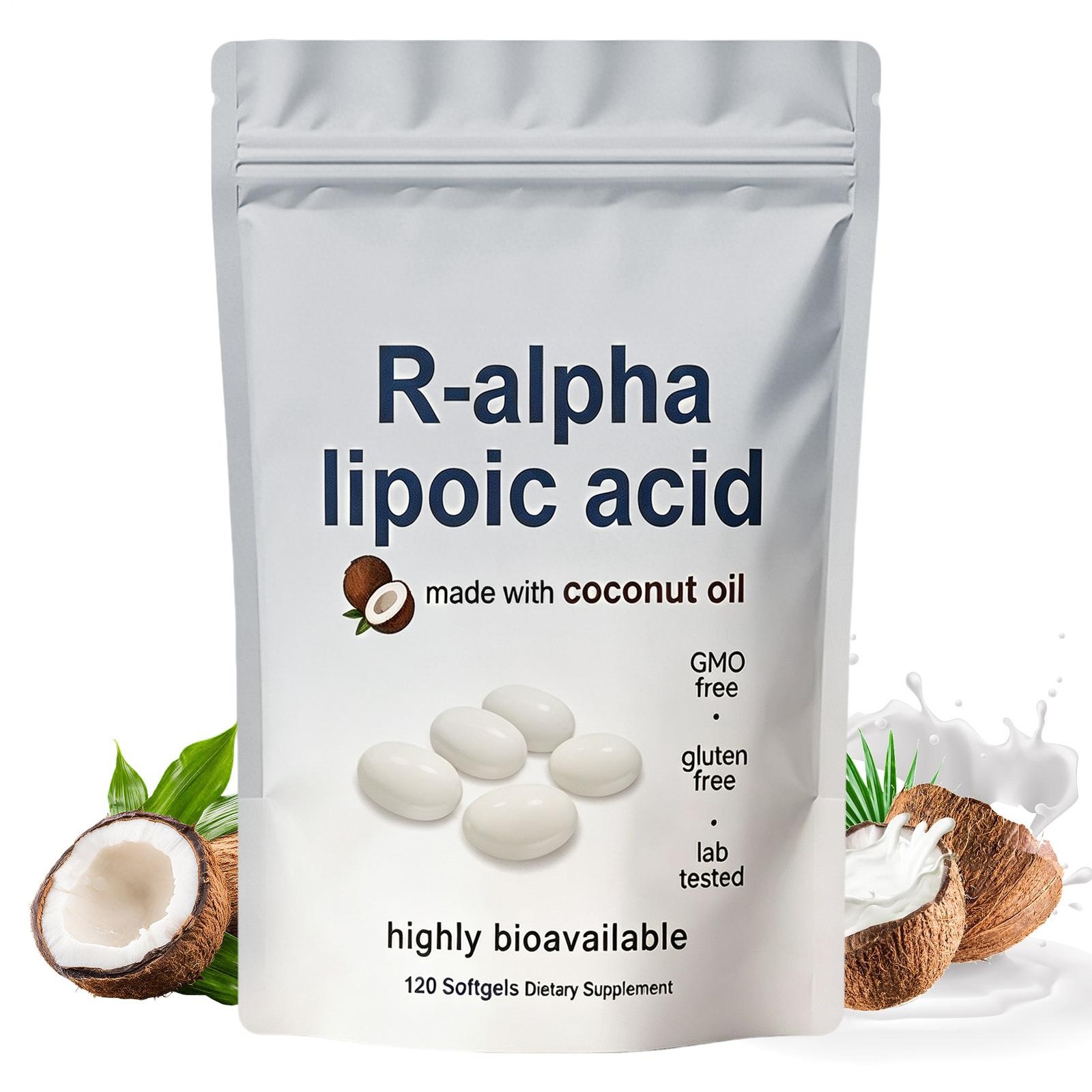 R-alpha Lipoic Acid 600mg , 120 Softgels, Antioxidant Support