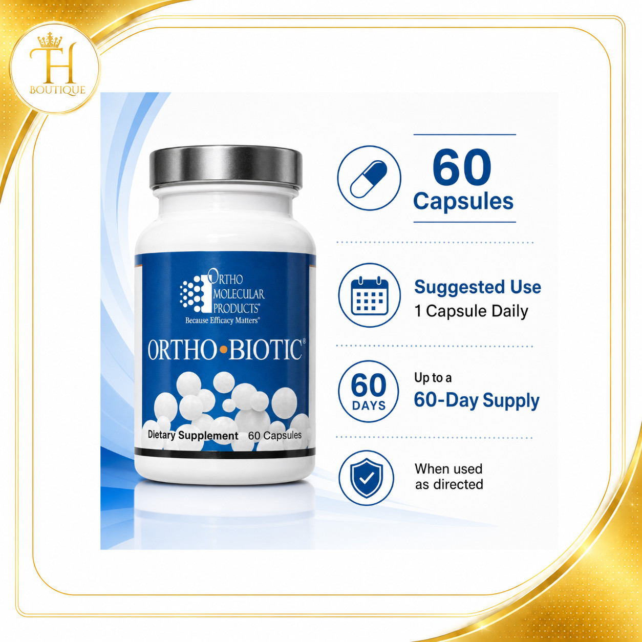 Ortho Molecular Ortho Biotic 60 Capsules Probiotic Supplement Digestive Health