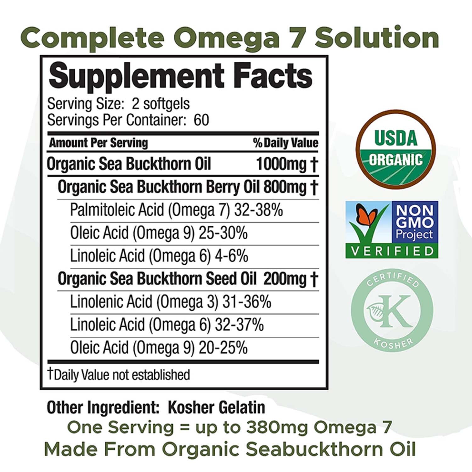 Omega-7 Complete – with Organic Sea Buckthorn Oil, Anti-aging, Antioxidant