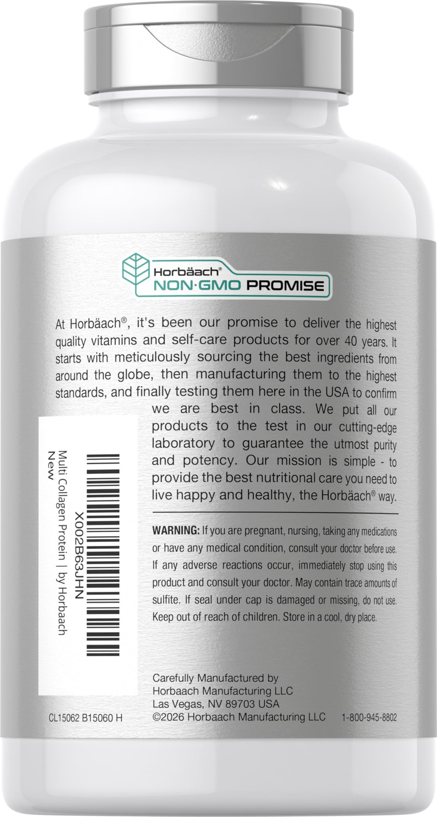 Horbäach Multi Collagen Protein 2000 mg | 180 Capsules 180 Count (Pack of 1)