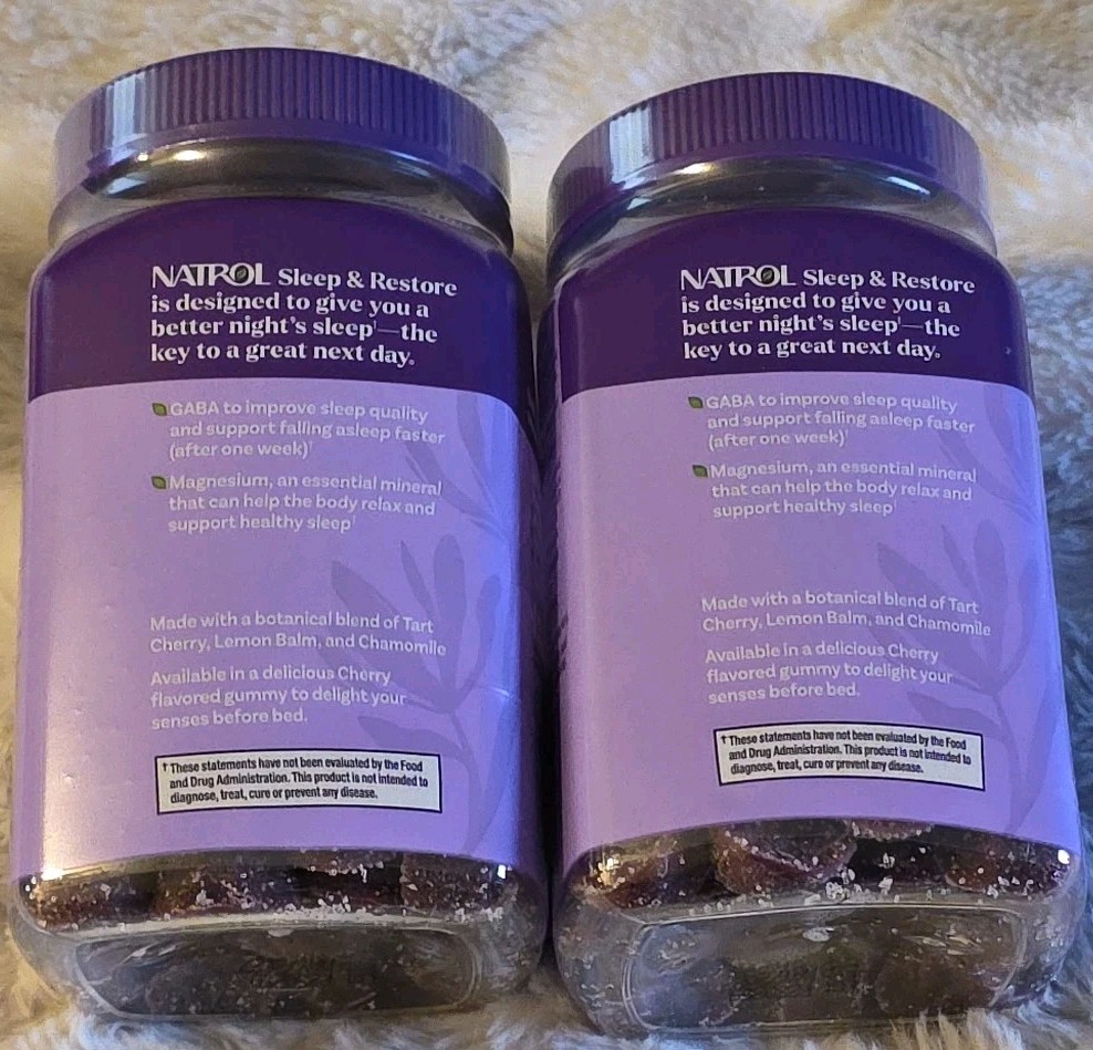 Natrol Sleep & Restore Melatonin Free Gummies Cherry 60ct 2 Pack Exp 05/2027