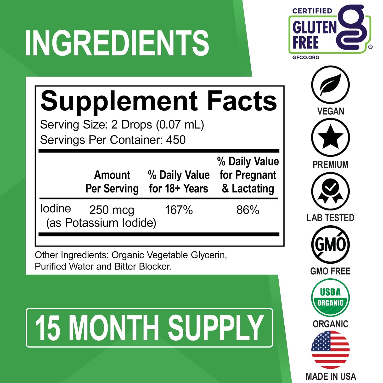 Iodine Liquid Drops Potassium Iodide – 1 Year Supply Pure 1 Fl Oz (Pack of 1)