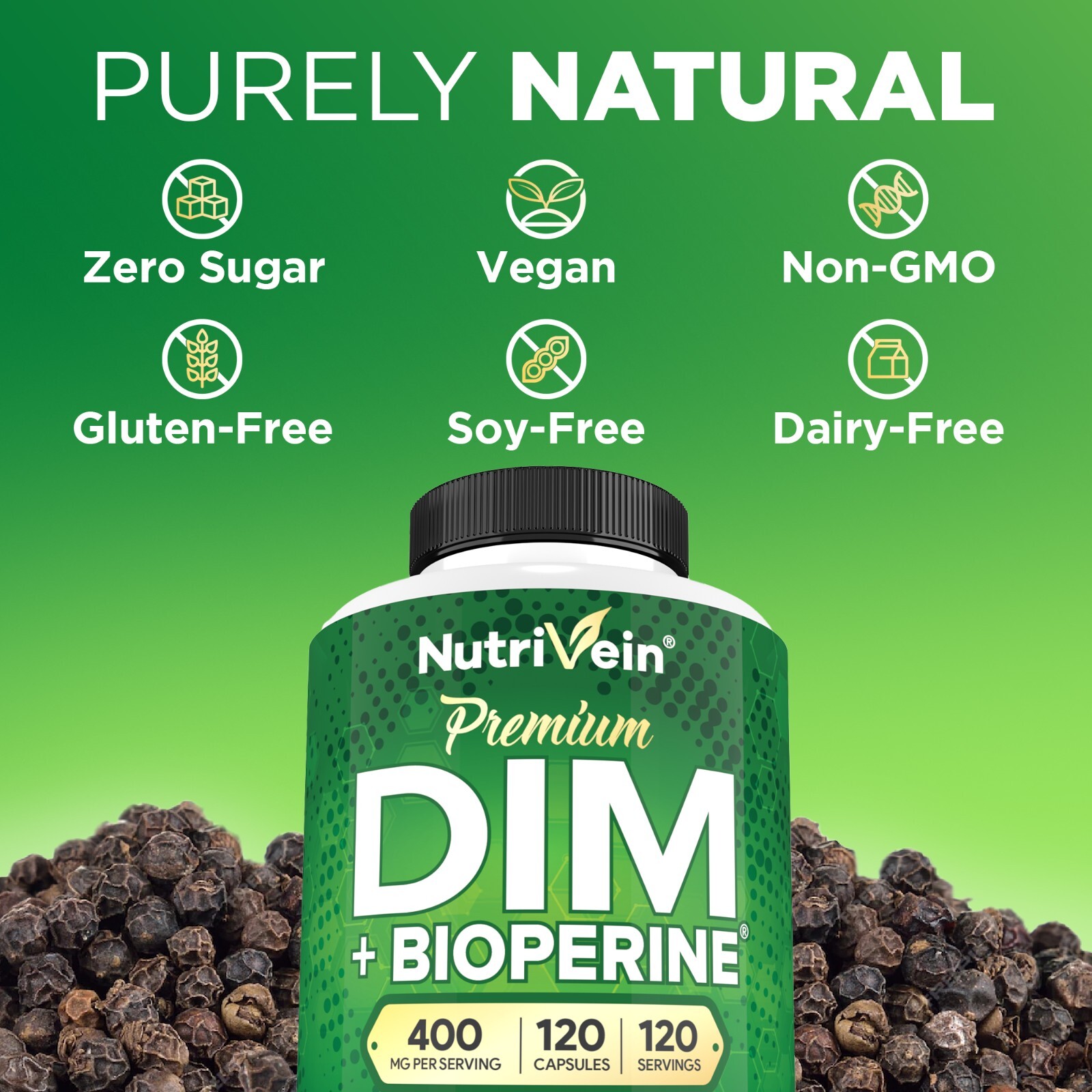 Nutrivein DIM Supplement 400mg – Menopause, PCOS, Estrogen Metabolism & Balance
