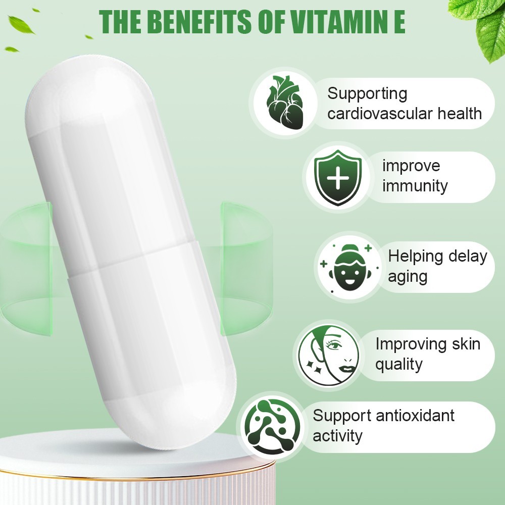 400IU 180mg Natural Vitamin E Capsules Antioxidant Anti-Aging Skin Care，60 pills