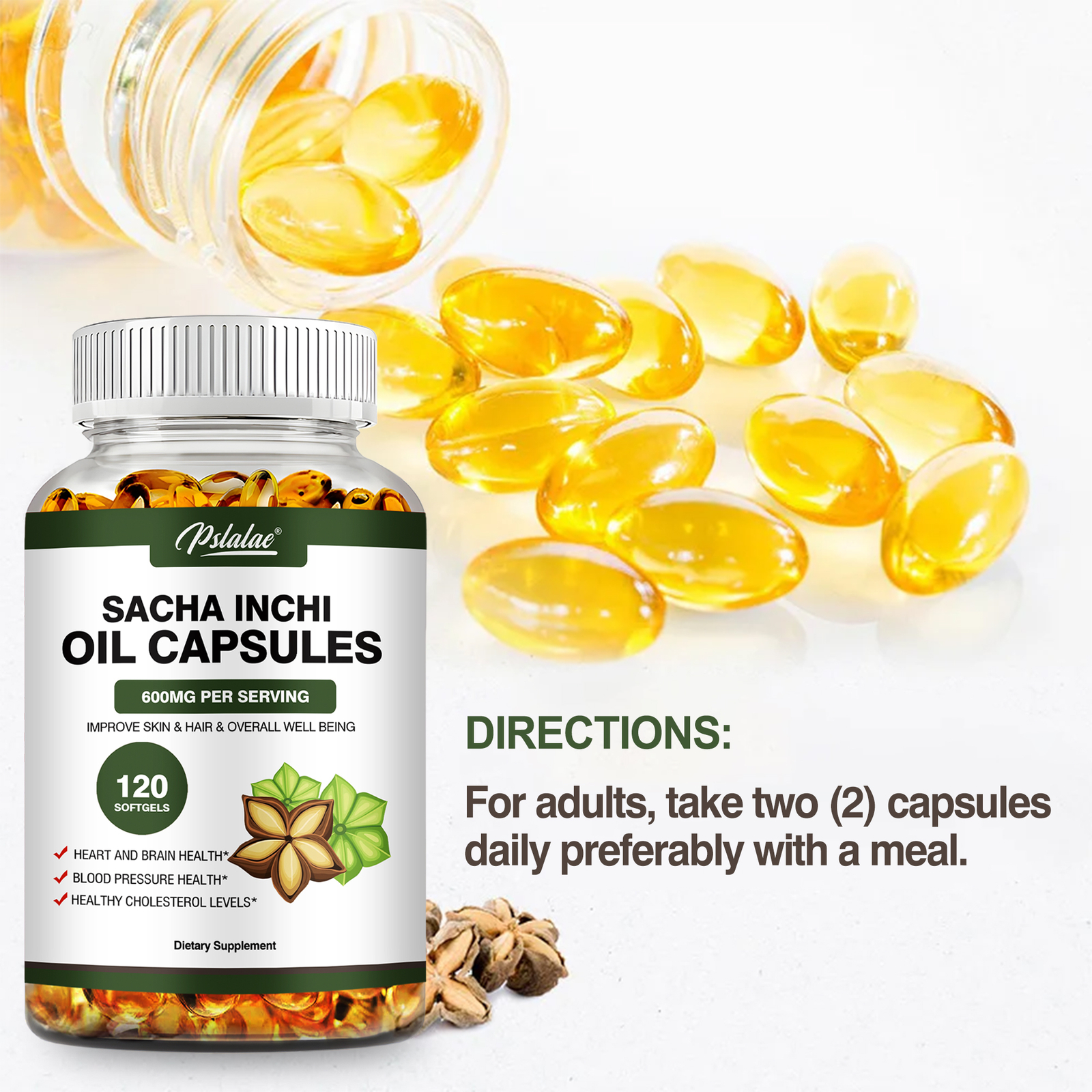 Sacha Inchi Oil 600mg – Brain, Heart, Joint, Hair & Skin Health Antioxidant