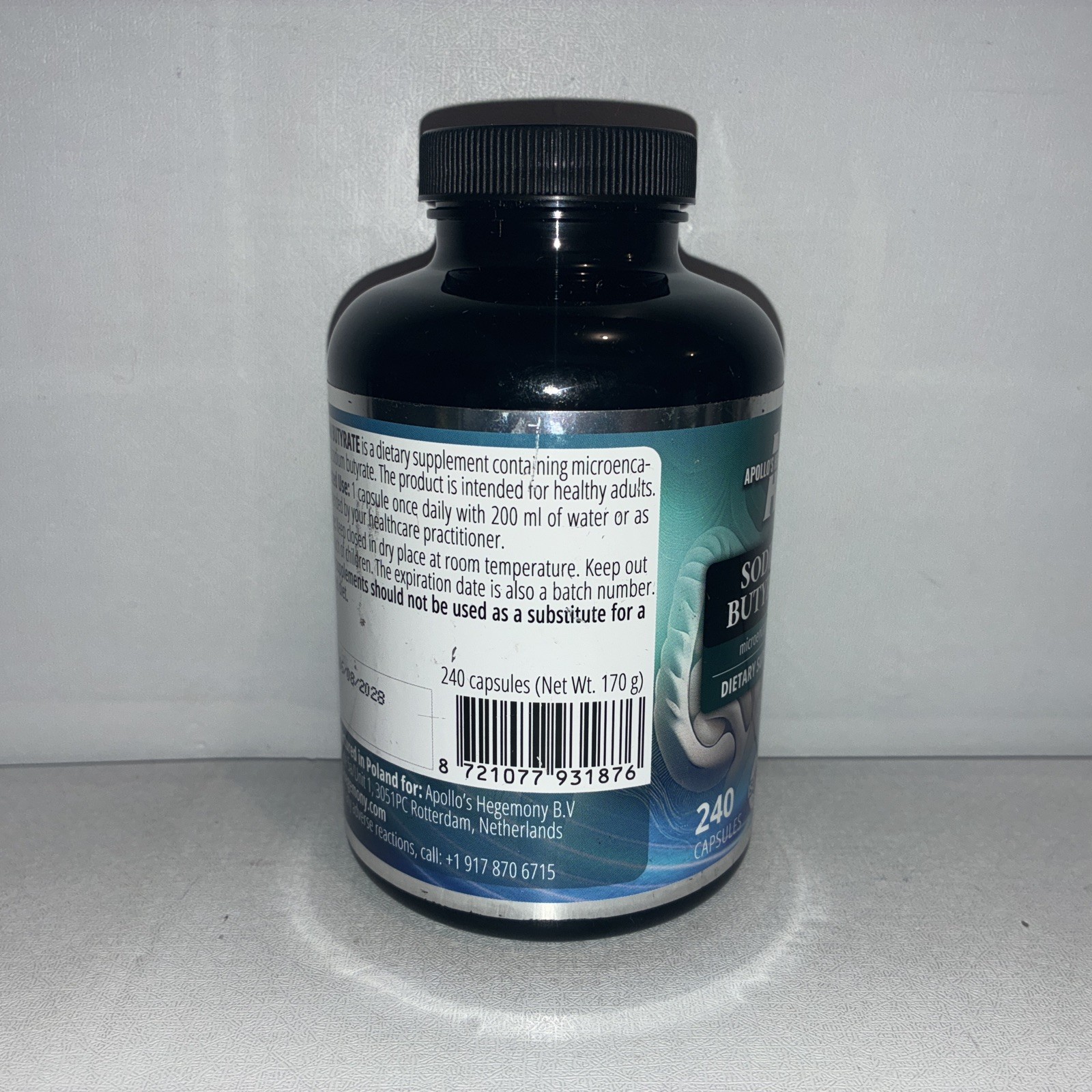 Sodium Butyrate High Dose 580 mg/240 Vegan Capsules/ Exp 06/2028