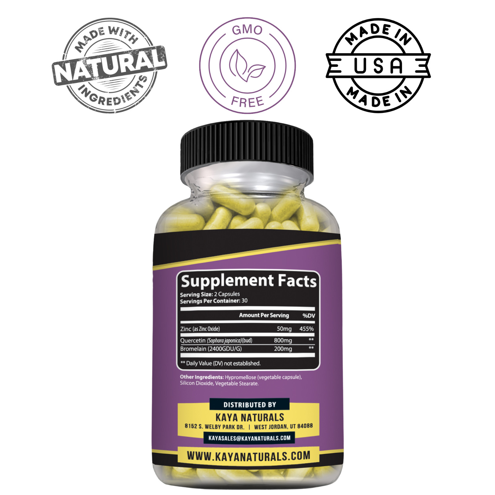 Quercetin + Zinc & Bromelain Immune & Antioxidant Support for Seasonal Wellness