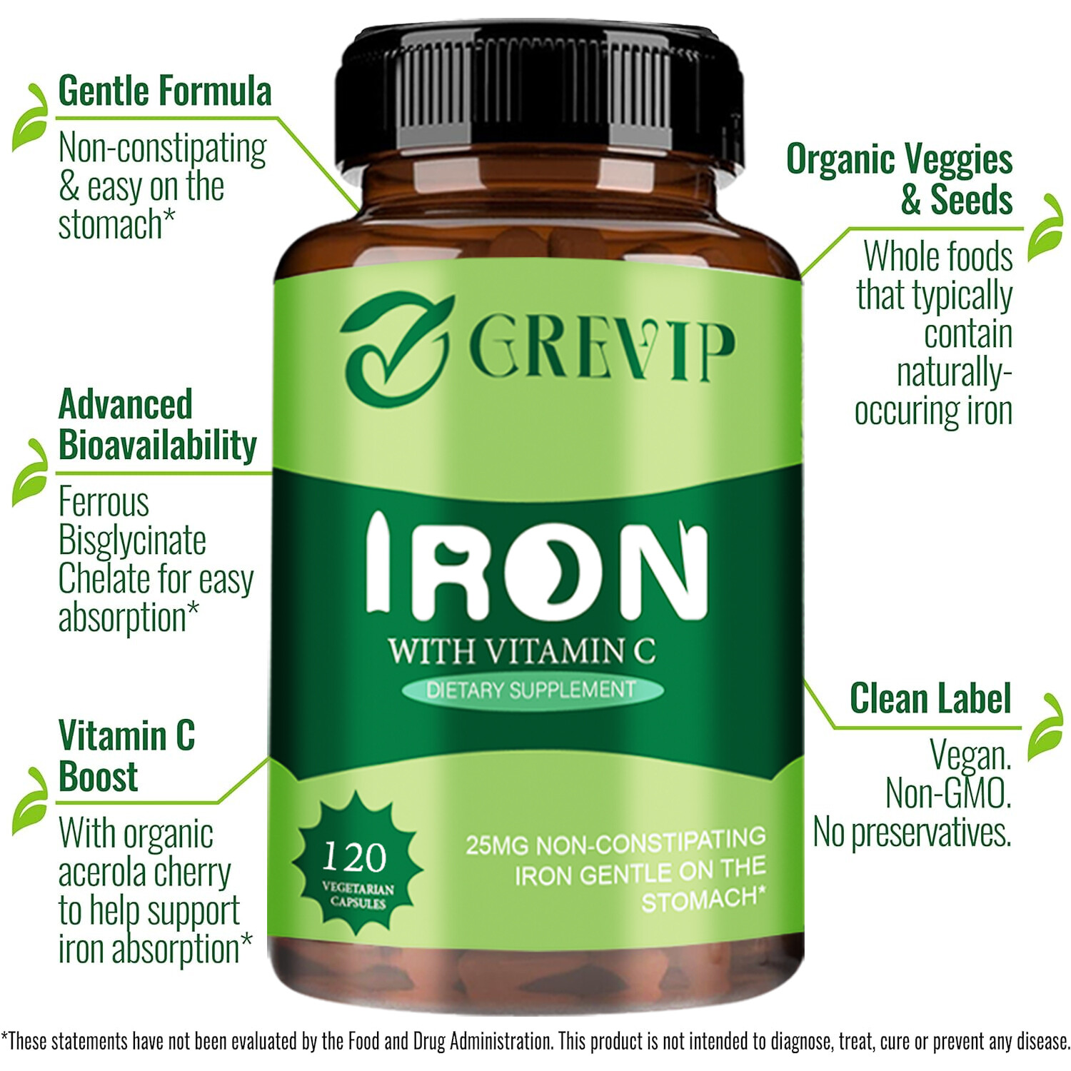Iron 25mg – Vitamin C – Blood Energy Suppor, Red Blood Cell, Anaemic Supplement