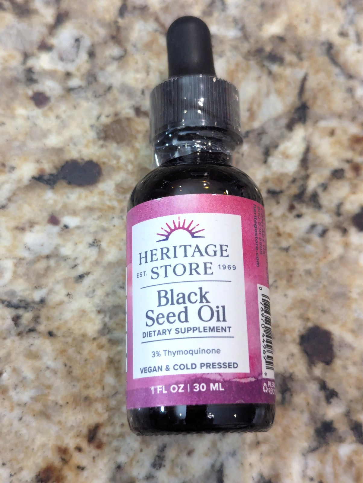 Heritage Store Black Seed Oil 3% Thymoquinone Liquid Drops 1 fl oz exp: 01/2029