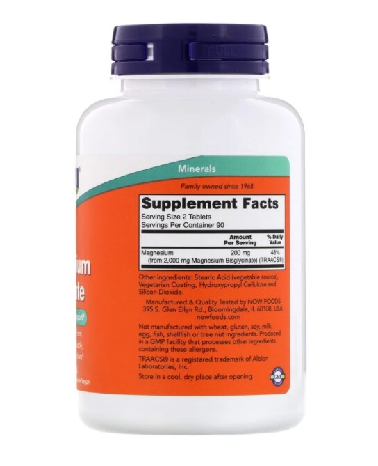 NOW Foods, 2 PACK, Magnesium Glycinate, 180 Tablets each (360 total!)