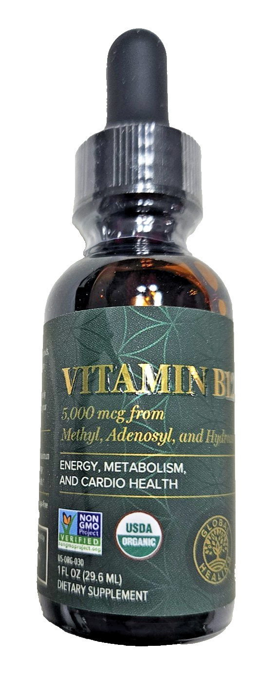 Vitamin B12 5000 mcg 3-in-1 Organic Liquid Vitamin 60-Day Supply (2) 1 oz Sealed