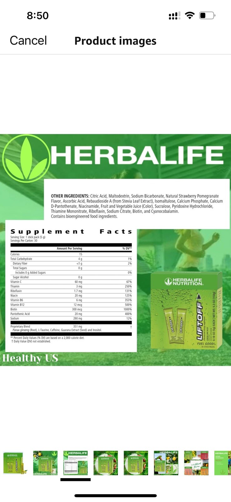 Herbalife Nutrition LIFTOFF Energy Stick Packs -Lemon-Lime Blast – 30 stick pack