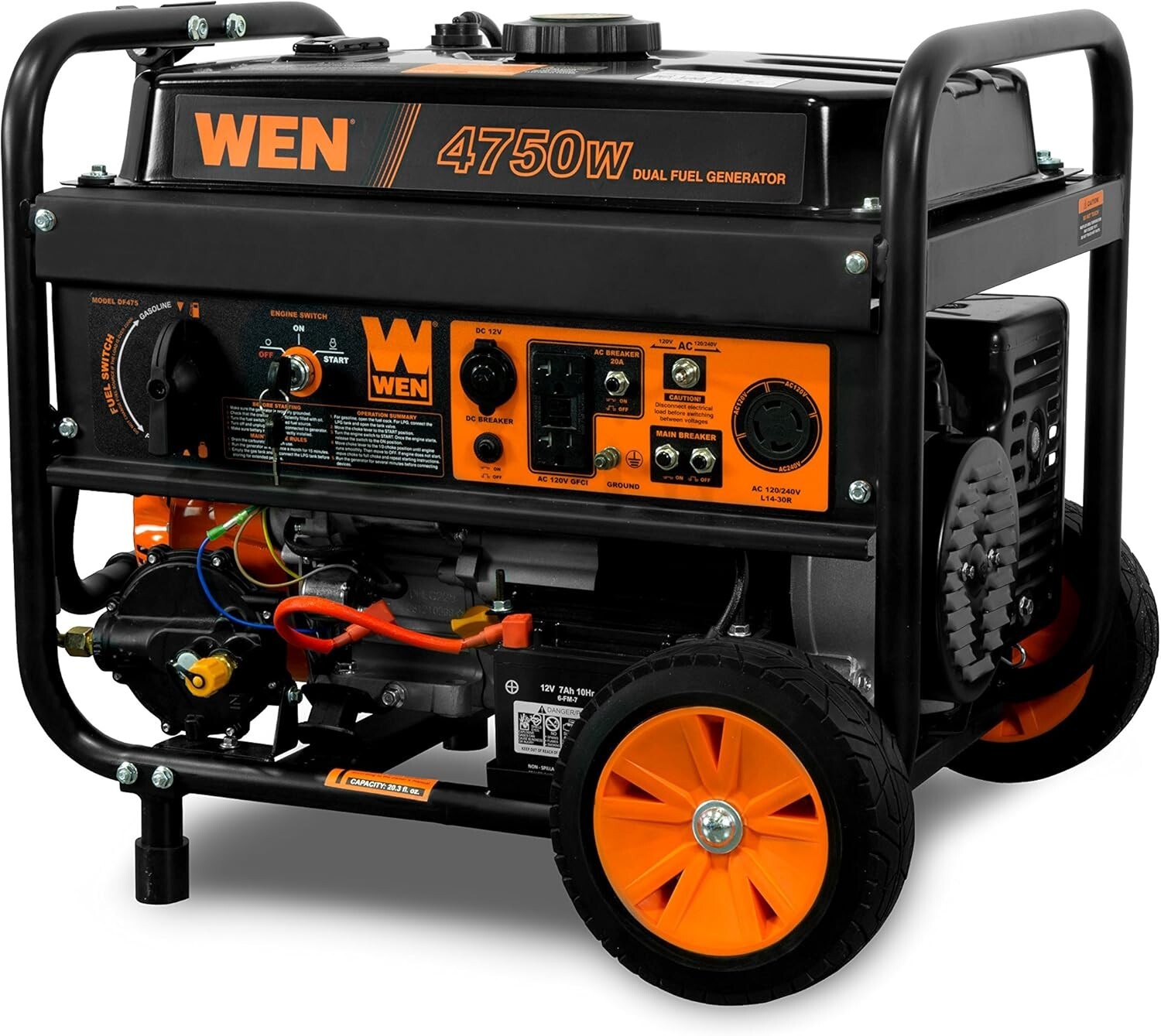 Efficient Dual Fuel Portable Generator – 4750 Watts, 120V/240V with GFCI Outlets