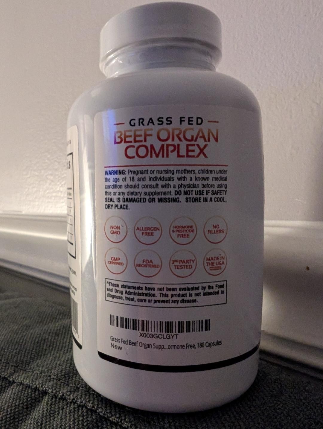 Cognitune GrassFed Beef Organ Complex Dietary Supplement, 180 caps. BB 01/2026