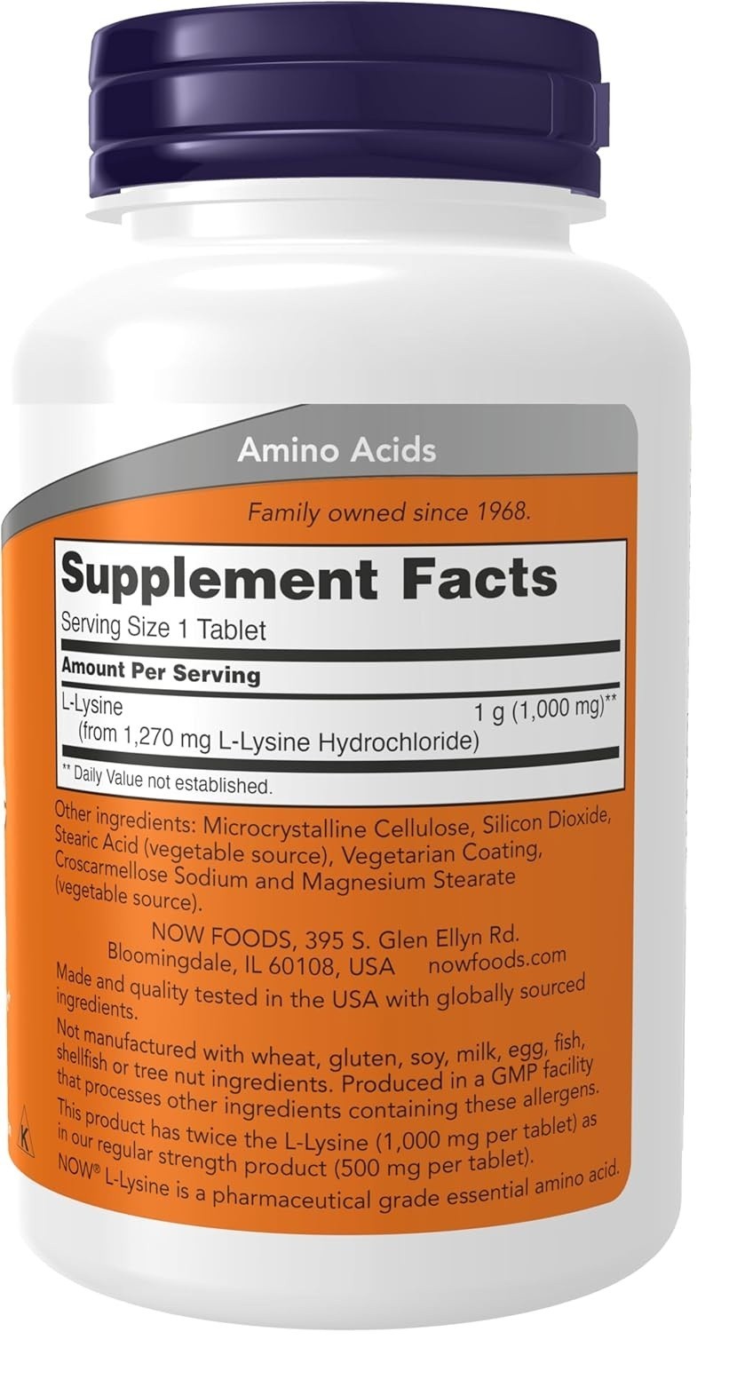 NOW Foods L-Lysine 1,000 mg 100 Tablets