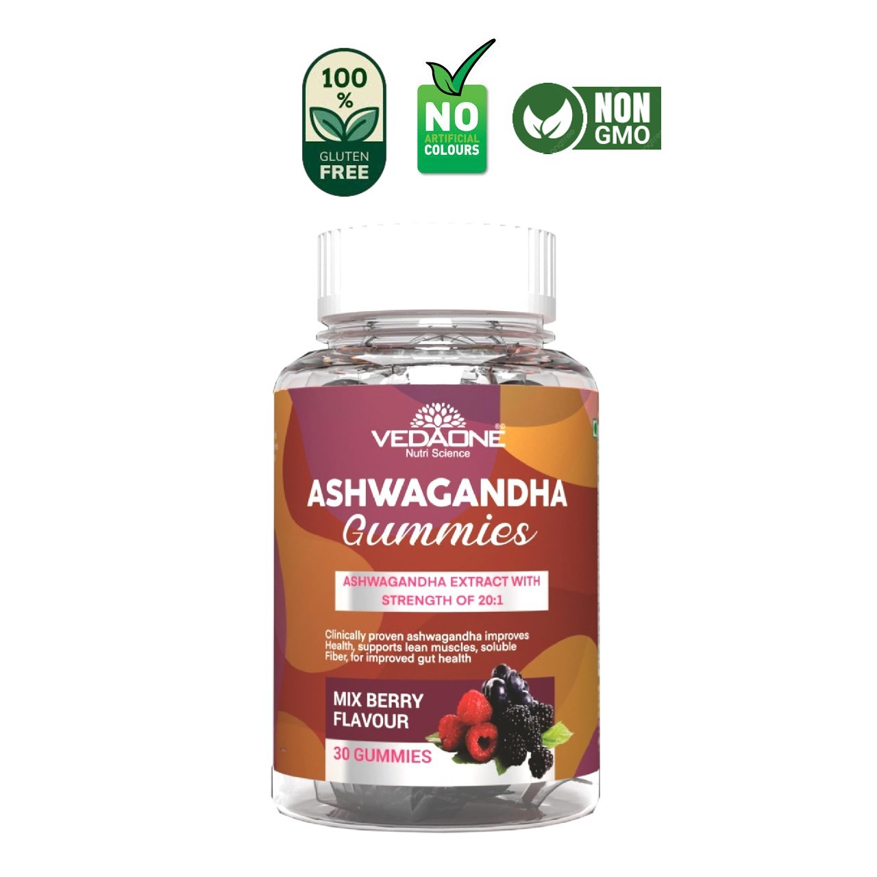 VEDA .ONE Ashwagandha Gummies Gut Health Support 30 Count
