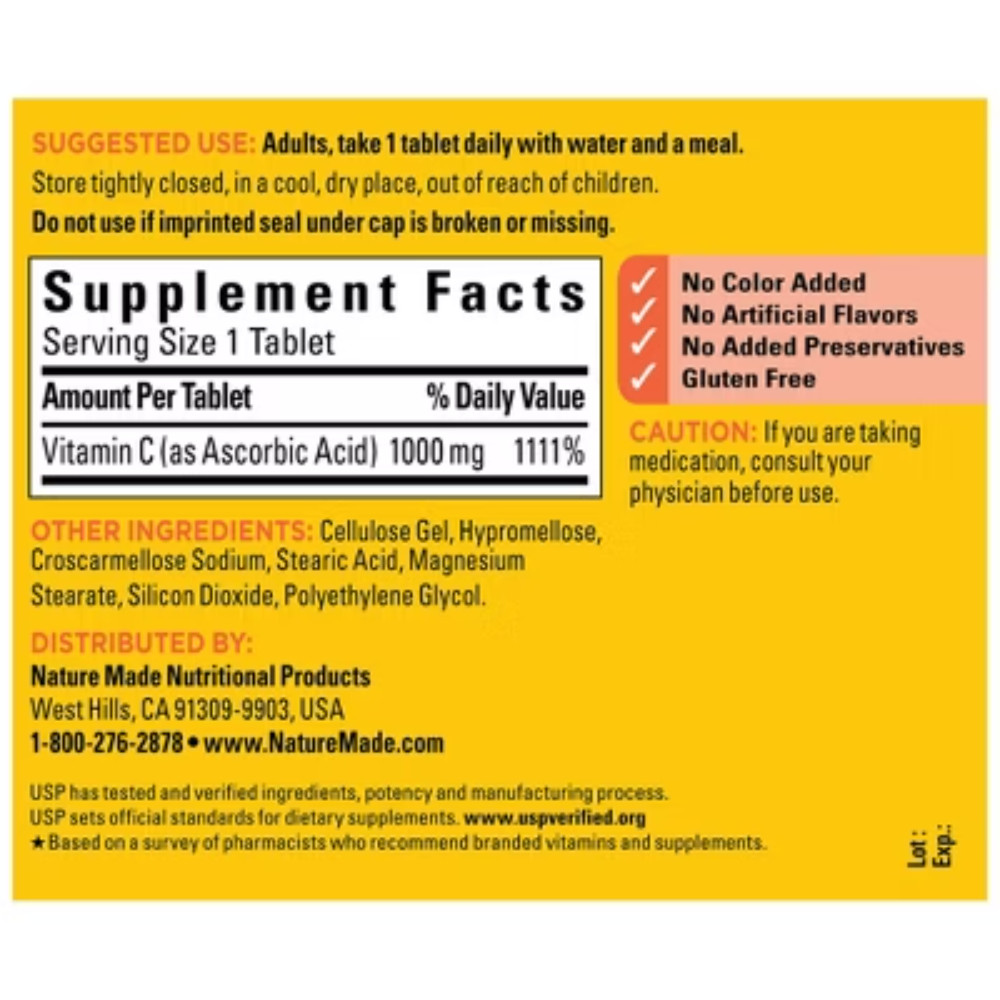 Nature Made Vitamin C 1000mg Immune Support Supplement Tablets