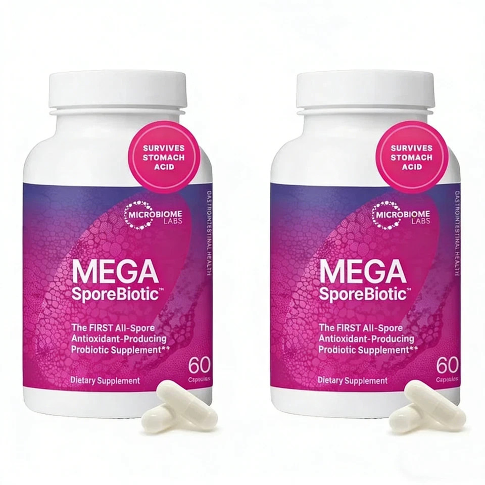 Mega Sporebiotic 60 Capsule Supplement Pills – Microbiome & Gut Wellness