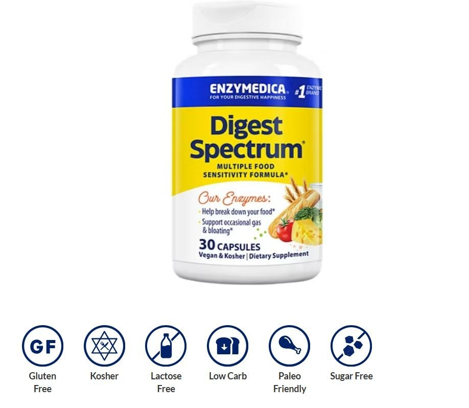 Enzymedica® Digest Spectrum 30 Capsules Casein-Free, Dairy-Free, Egg-Free VEGAN