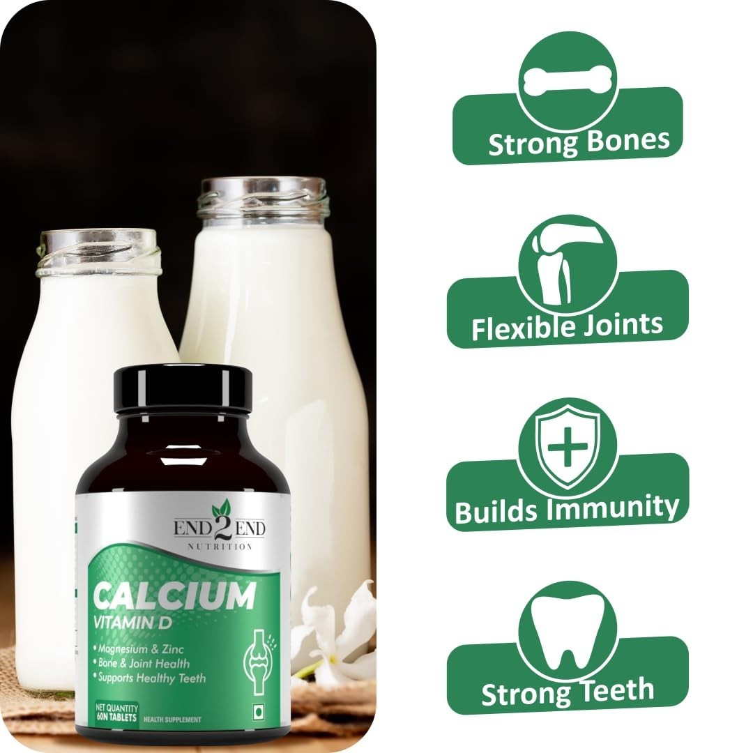 3 Pack End2.End Nutrition Calcium Zinc D 360 Tablets Veg