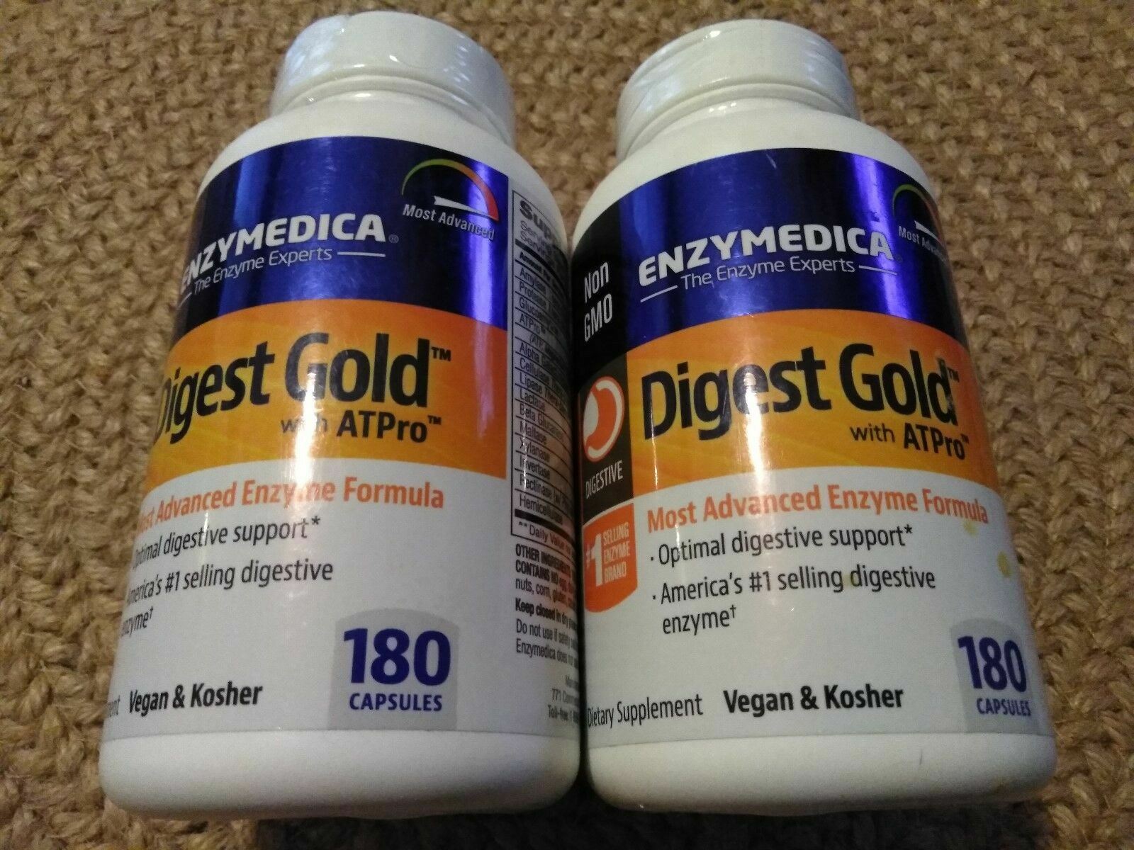 Lot 2 Enzymedica Digest Gold with ATPro, 360 Capsules total NEW