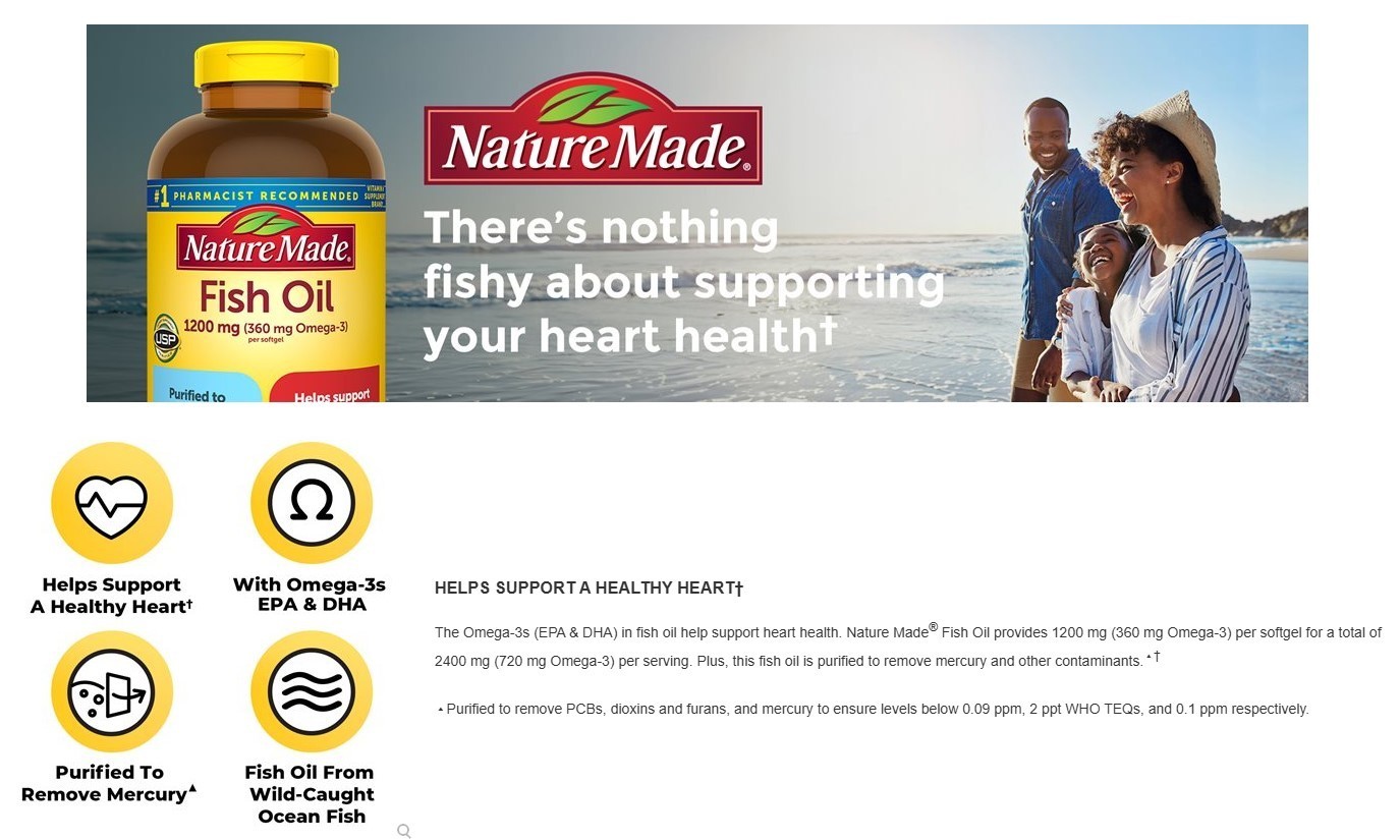 Nature Made Fish Oil 1200 mg, EPA, DHA & 360 mg OMEGA-3, 300 Softgels