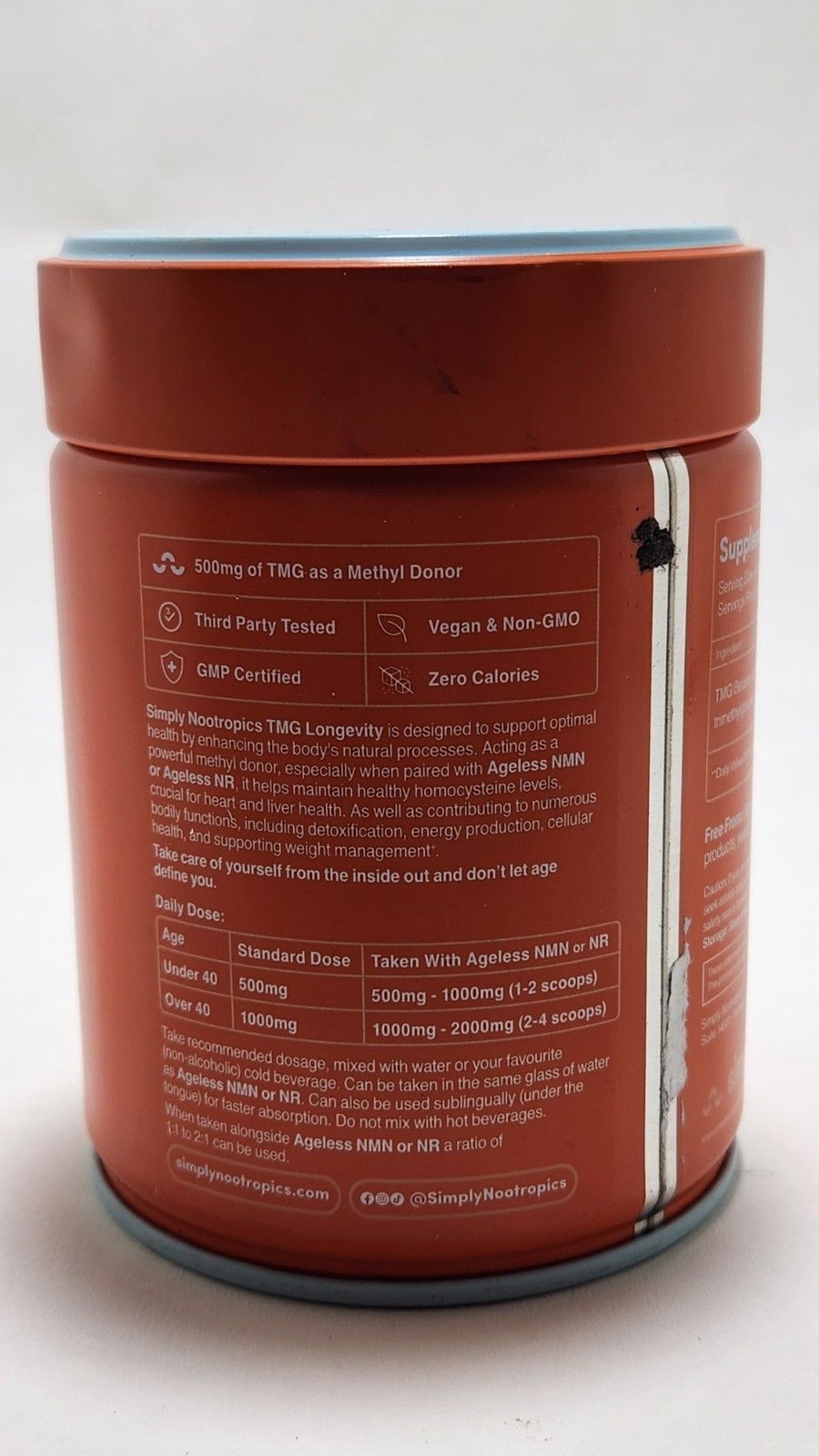 Simply Nootropics TMG Powder (100g) Methyl Support & General Wellness EXP 12/28