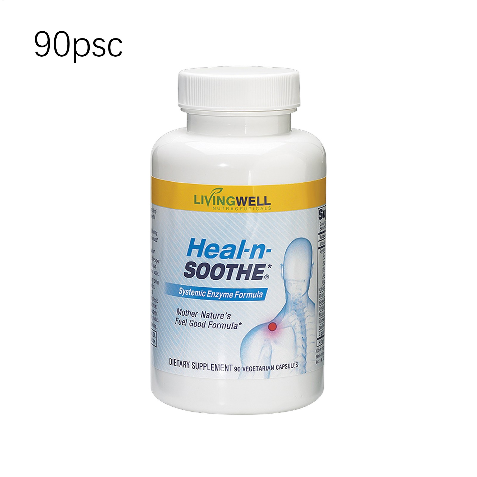.HEAL-N-SOOTHE Anti Dietary Inflammatory Supplement Enzyme Proteolytic 90 Count~