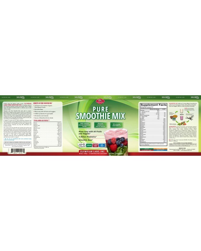 Pure Smoothie Mix with Organic Protein 18.9 oz (480g) Powder No GMO EXP:06/2025